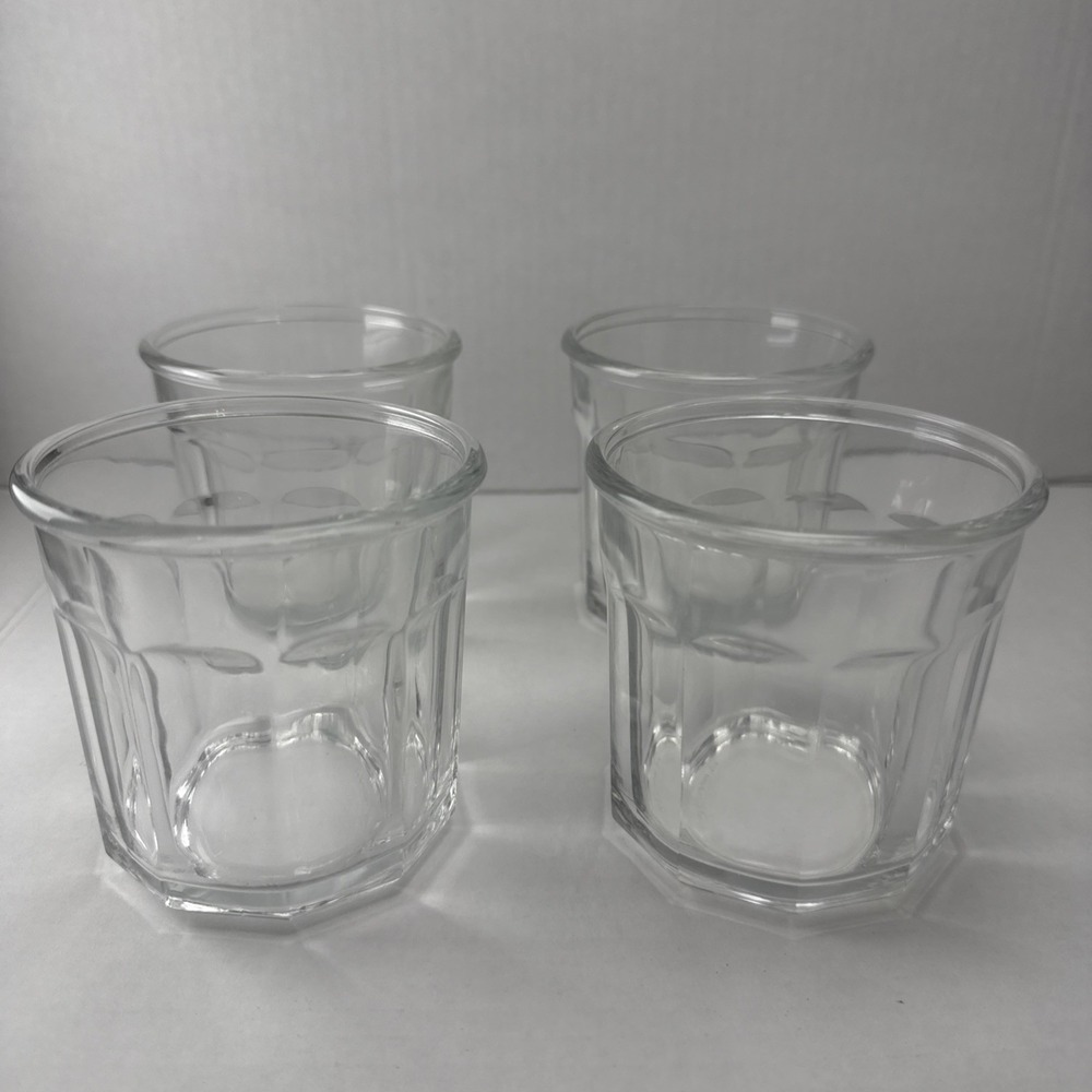 Vintage KIG Indonesia 10-Panel Heavy Glass Working/Jelly Jar Tumblers Set of 4